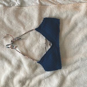 Blue crochet swim top